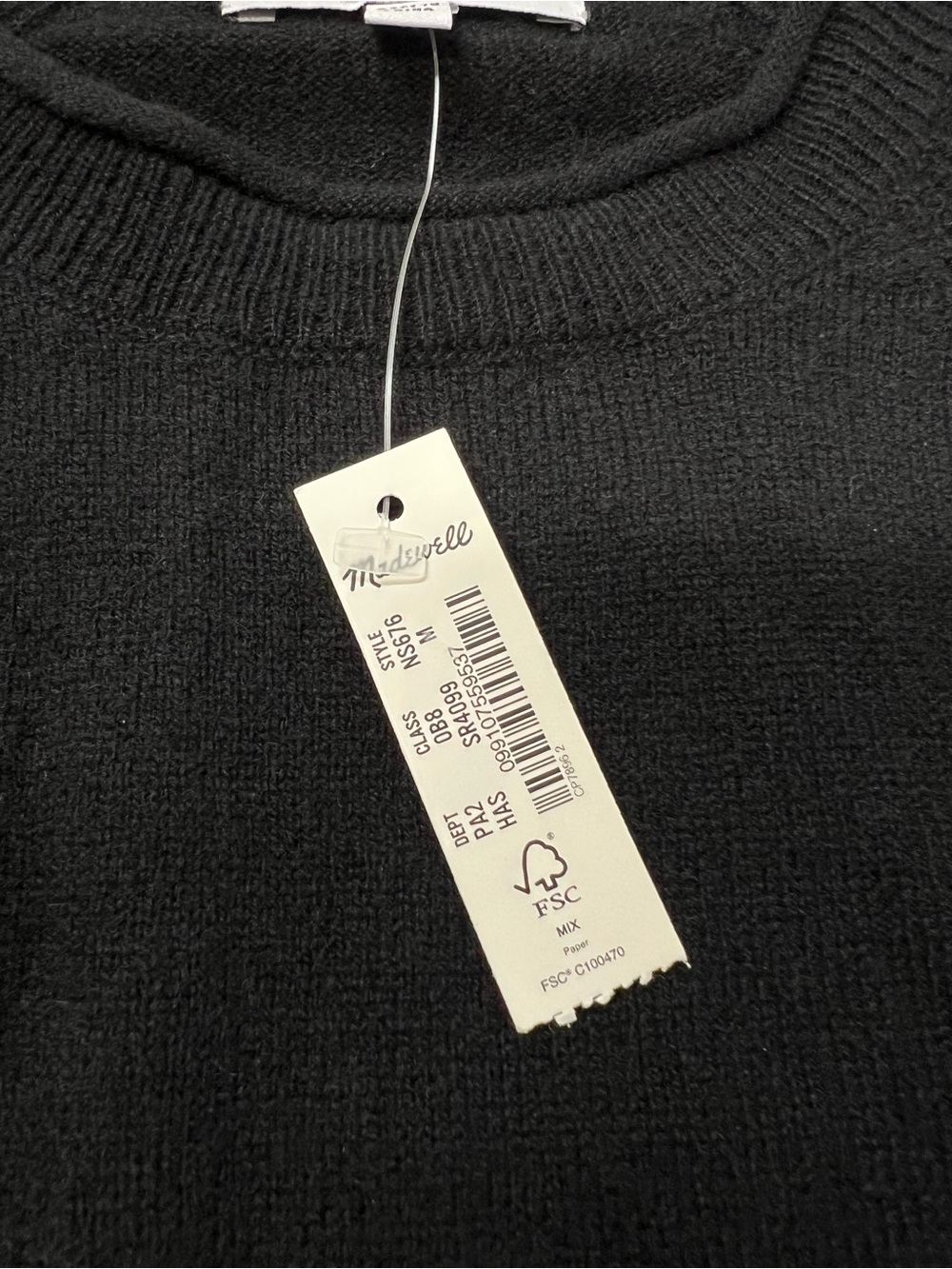 Madewell Cashmere Raglan Sweater in Stripe Black White Size Medium NWT - Picture 7 of 11